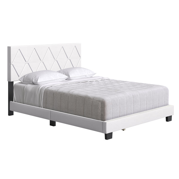 Diamond Linen / Charlat Faux Leather - Upholstered Bed