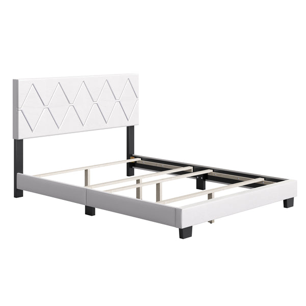 Diamond Linen / Charlat Faux Leather - Upholstered Bed