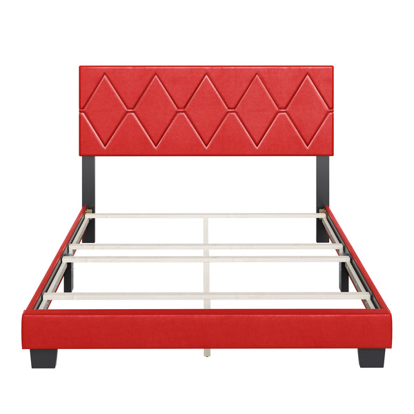 Diamond Linen / Charlat Faux Leather - Upholstered Bed