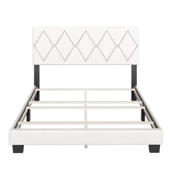 Diamond Linen / Charlat Faux Leather - Upholstered Bed