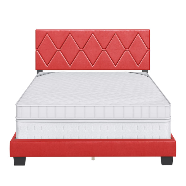 Diamond Linen / Charlat Faux Leather - Upholstered Bed