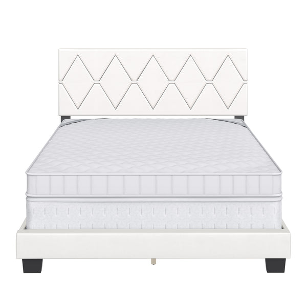 Diamond Linen / Charlat Faux Leather - Upholstered Bed