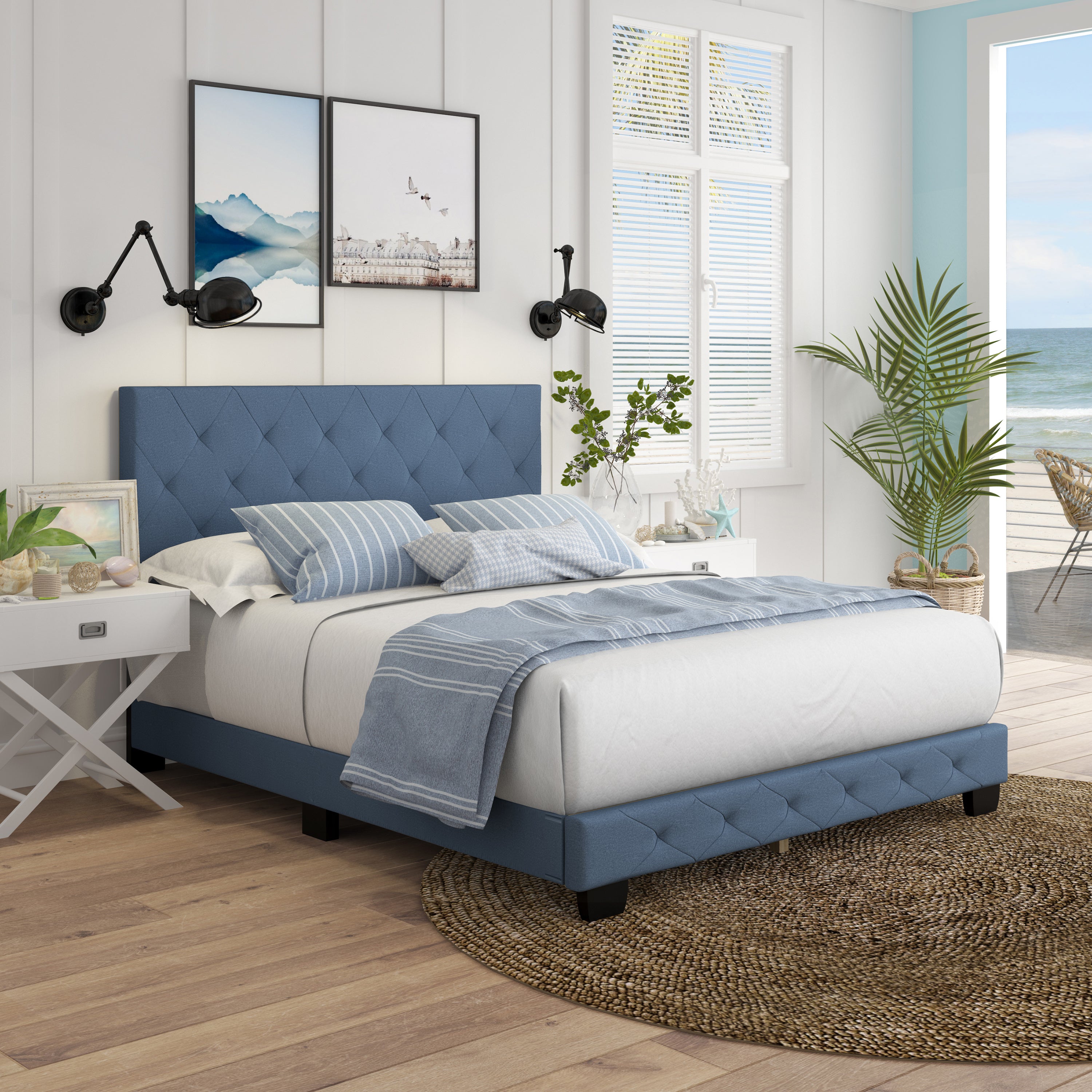Chloe Linen Upholstered Platform Bed