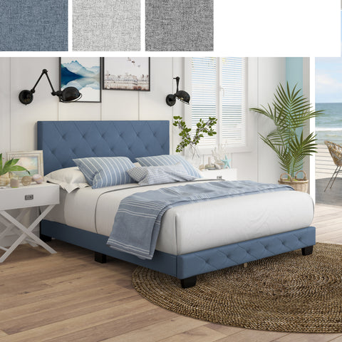 Chloe Linen Upholstered Platform Bed