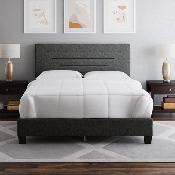 Luxembourg Faux Leather / Cordoba Linen - Upholstered Bed