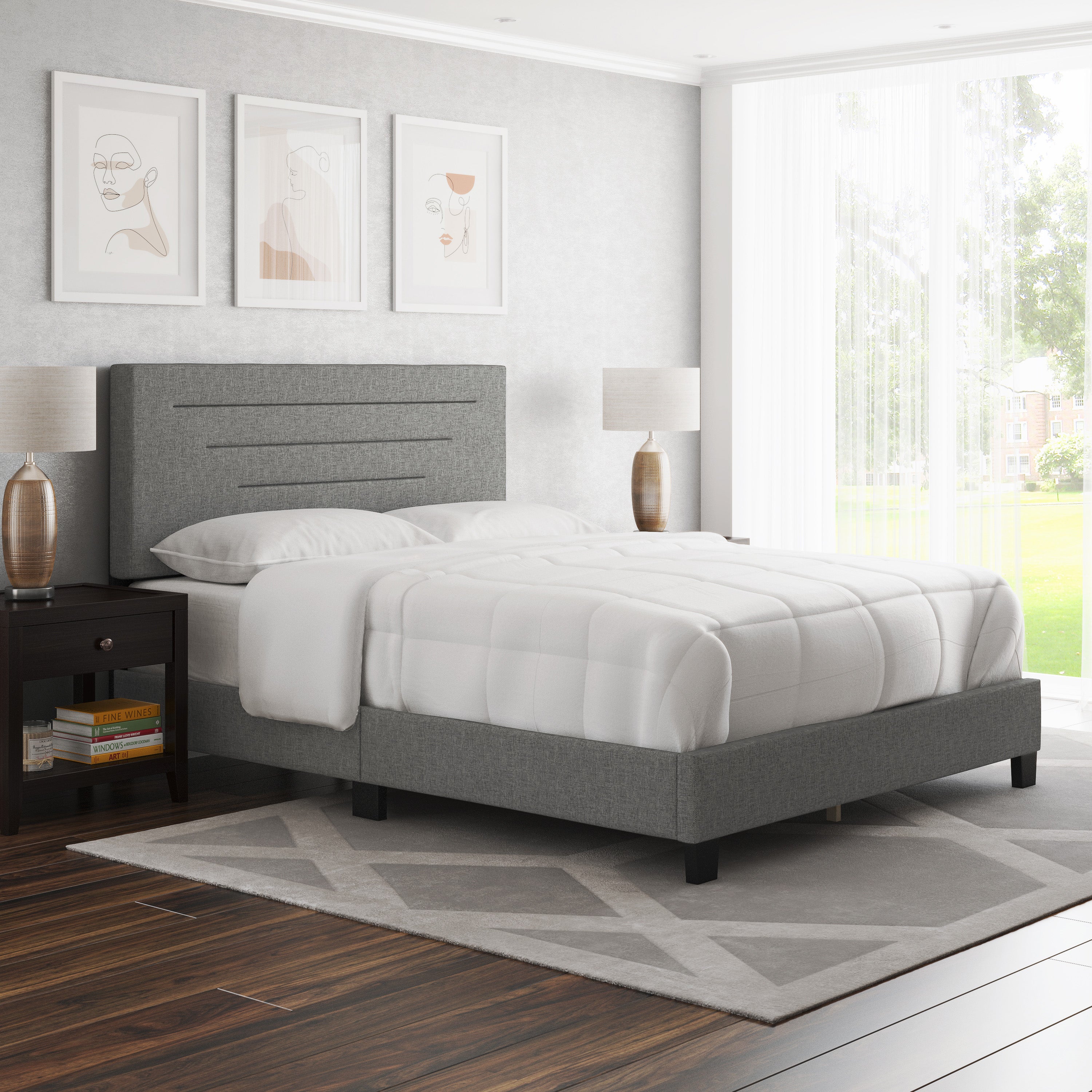 Luxembourg Faux Leather / Cordoba Linen - Upholstered Bed