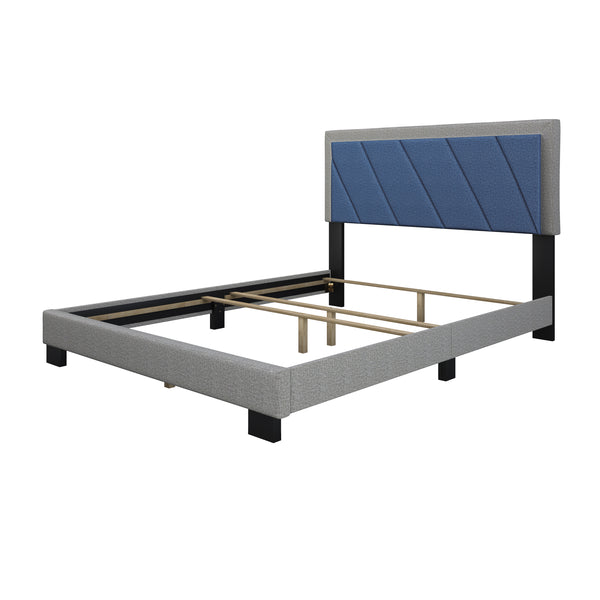 Diagonal Linen / Savona Faux Leather - Upholstered Bed