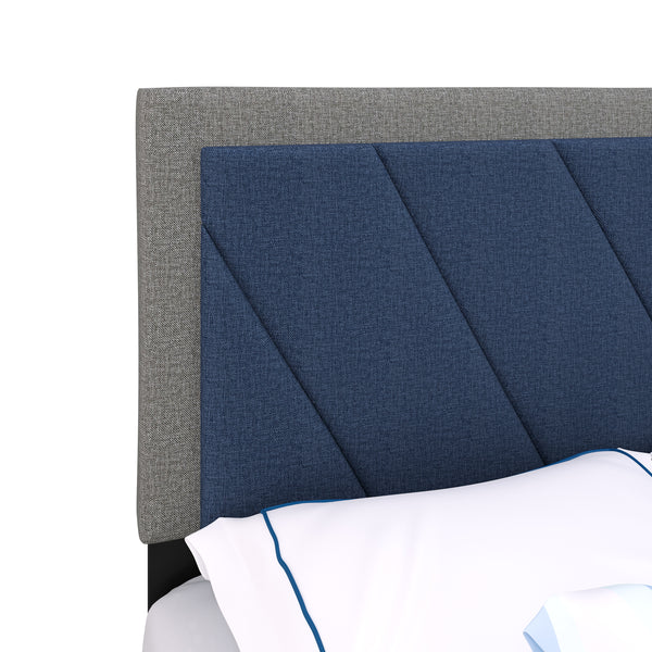 Diagonal Linen / Savona Faux Leather - Upholstered Bed