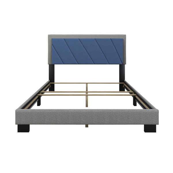 Diagonal Linen / Savona Faux Leather - Upholstered Bed