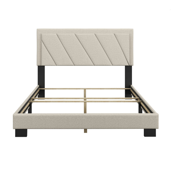 Diagonal Linen / Savona Faux Leather - Upholstered Bed