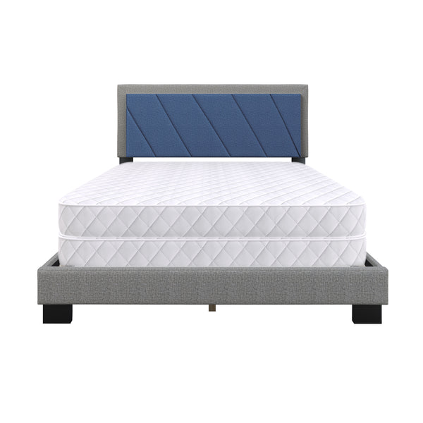 Diagonal Linen / Savona Faux Leather - Upholstered Bed