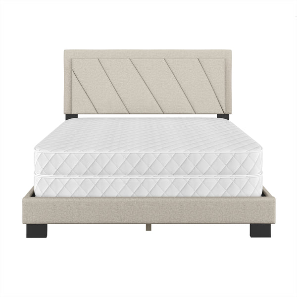 Diagonal Linen / Savona Faux Leather - Upholstered Bed