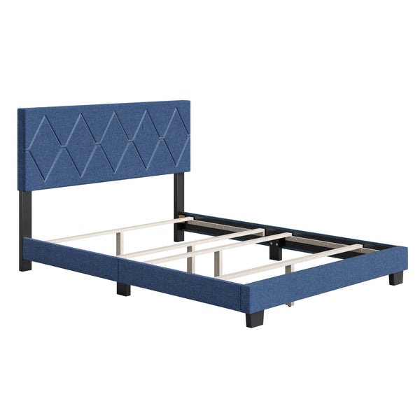 Diamond Linen / Charlat Faux Leather - Upholstered Bed