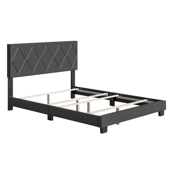 Diamond Linen / Charlat Faux Leather - Upholstered Bed