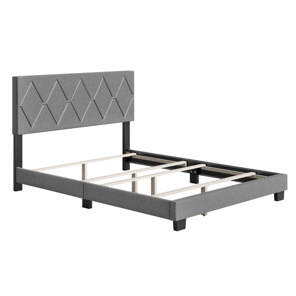 Diamond Linen / Charlat Faux Leather - Upholstered Bed