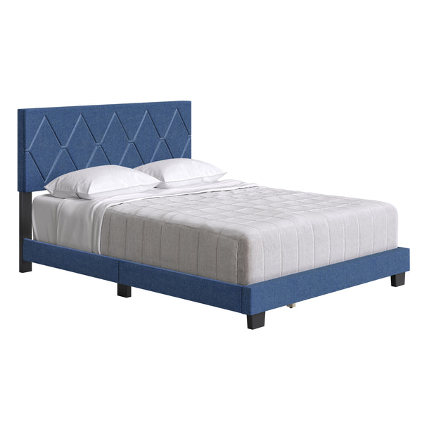 Diamond Linen / Charlat Faux Leather - Upholstered Bed