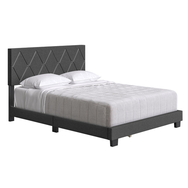 Diamond Linen / Charlat Faux Leather - Upholstered Bed