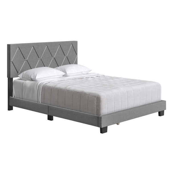 Diamond Linen / Charlat Faux Leather - Upholstered Bed