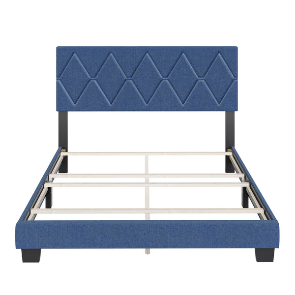 Diamond Linen / Charlat Faux Leather - Upholstered Bed