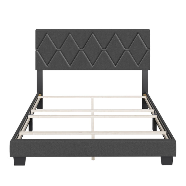 Diamond Linen / Charlat Faux Leather - Upholstered Bed