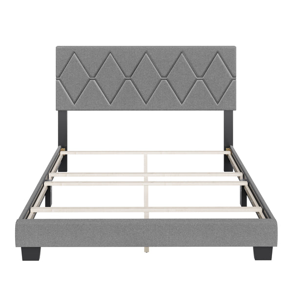 Diamond Linen / Charlat Faux Leather - Upholstered Bed