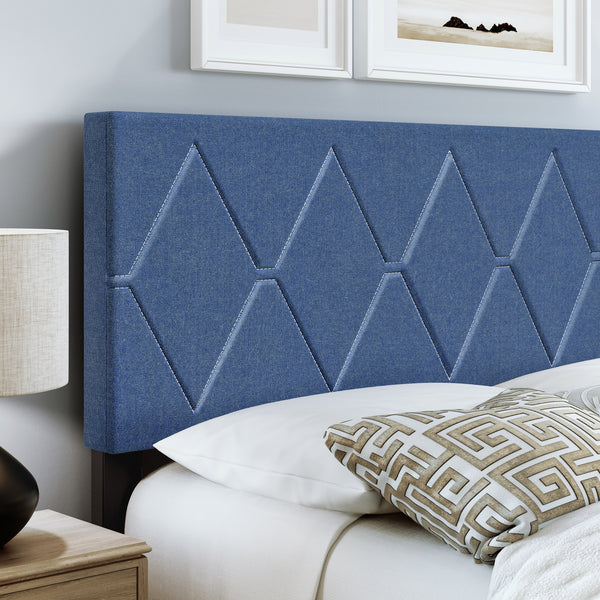 Diamond Linen / Charlat Faux Leather - Upholstered Bed