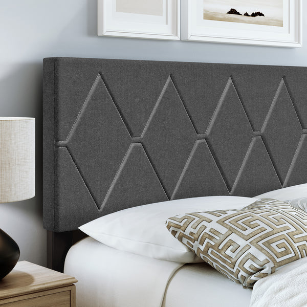 Diamond Linen / Charlat Faux Leather - Upholstered Bed