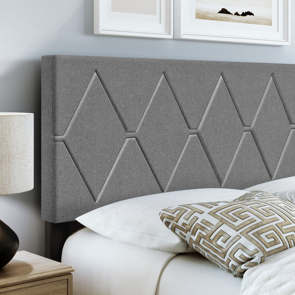 Diamond Linen / Charlat Faux Leather - Upholstered Bed