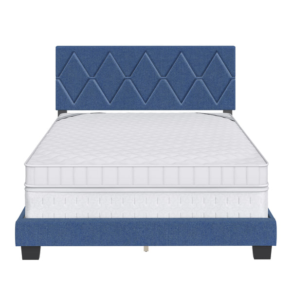 Diamond Linen / Charlat Faux Leather - Upholstered Bed