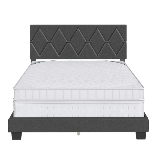 Diamond Linen / Charlat Faux Leather - Upholstered Bed
