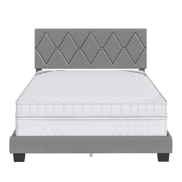 Diamond Linen / Charlat Faux Leather - Upholstered Bed