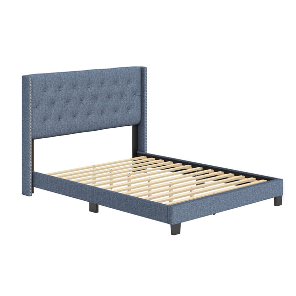 Mia Linen Upholstered Platform Bed