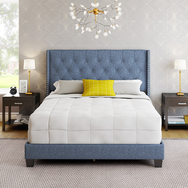Mia Linen Upholstered Platform Bed