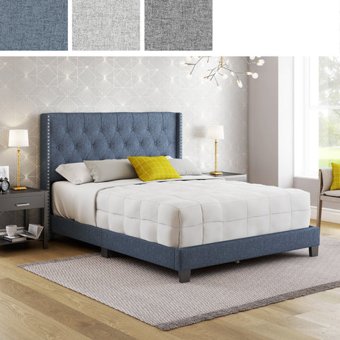 Mia Linen Upholstered Platform Bed
