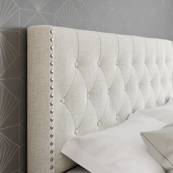 Mia Linen Upholstered Platform Bed