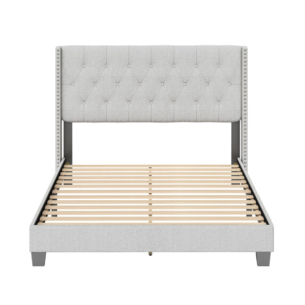 Mia Linen Upholstered Platform Bed