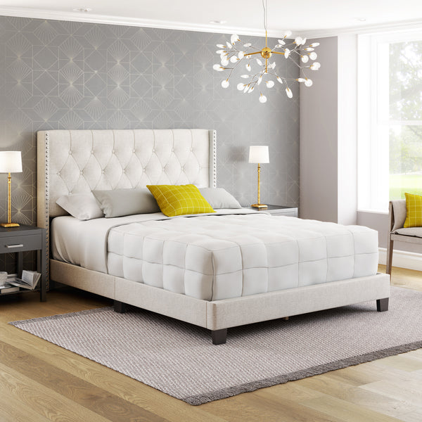 Mia Linen Upholstered Platform Bed