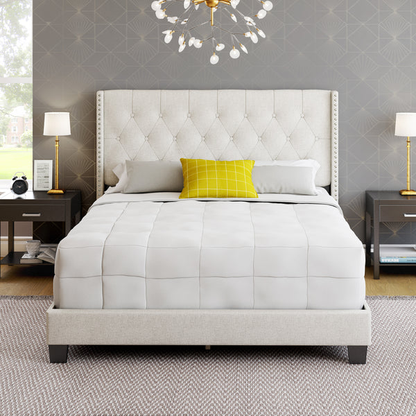 Mia Linen Upholstered Platform Bed