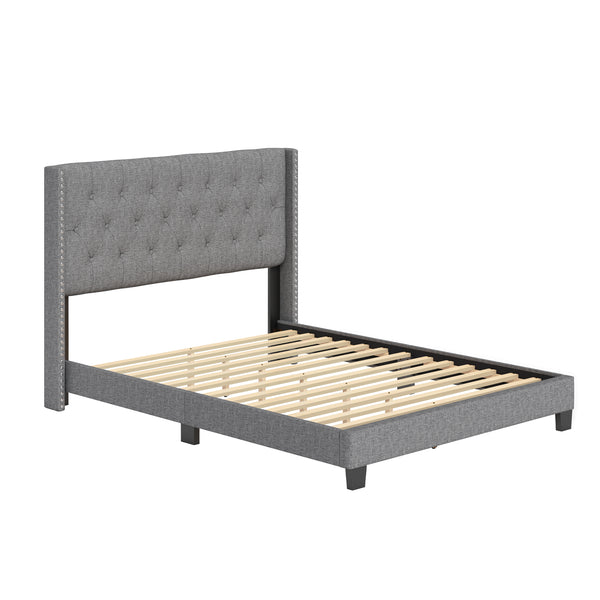 Mia Linen Upholstered Platform Bed