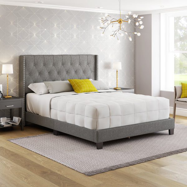 Mia Linen Upholstered Platform Bed
