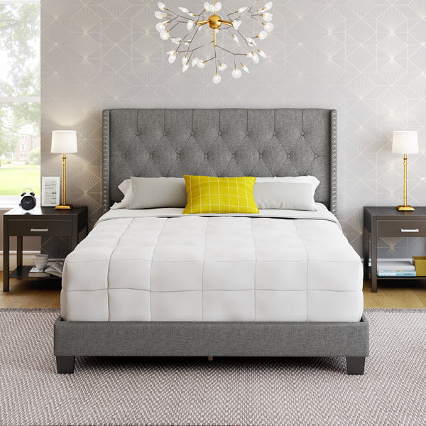Mia Linen Upholstered Platform Bed
