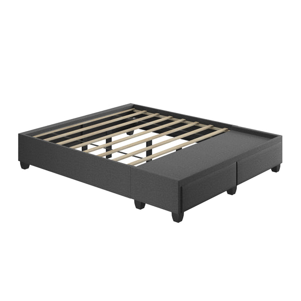 Modena Linen / Parma Faux Leather - Platform Storage Bed