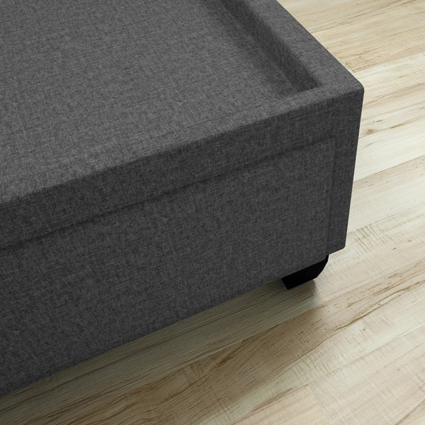 Modena Linen / Parma Faux Leather - Platform Storage Bed