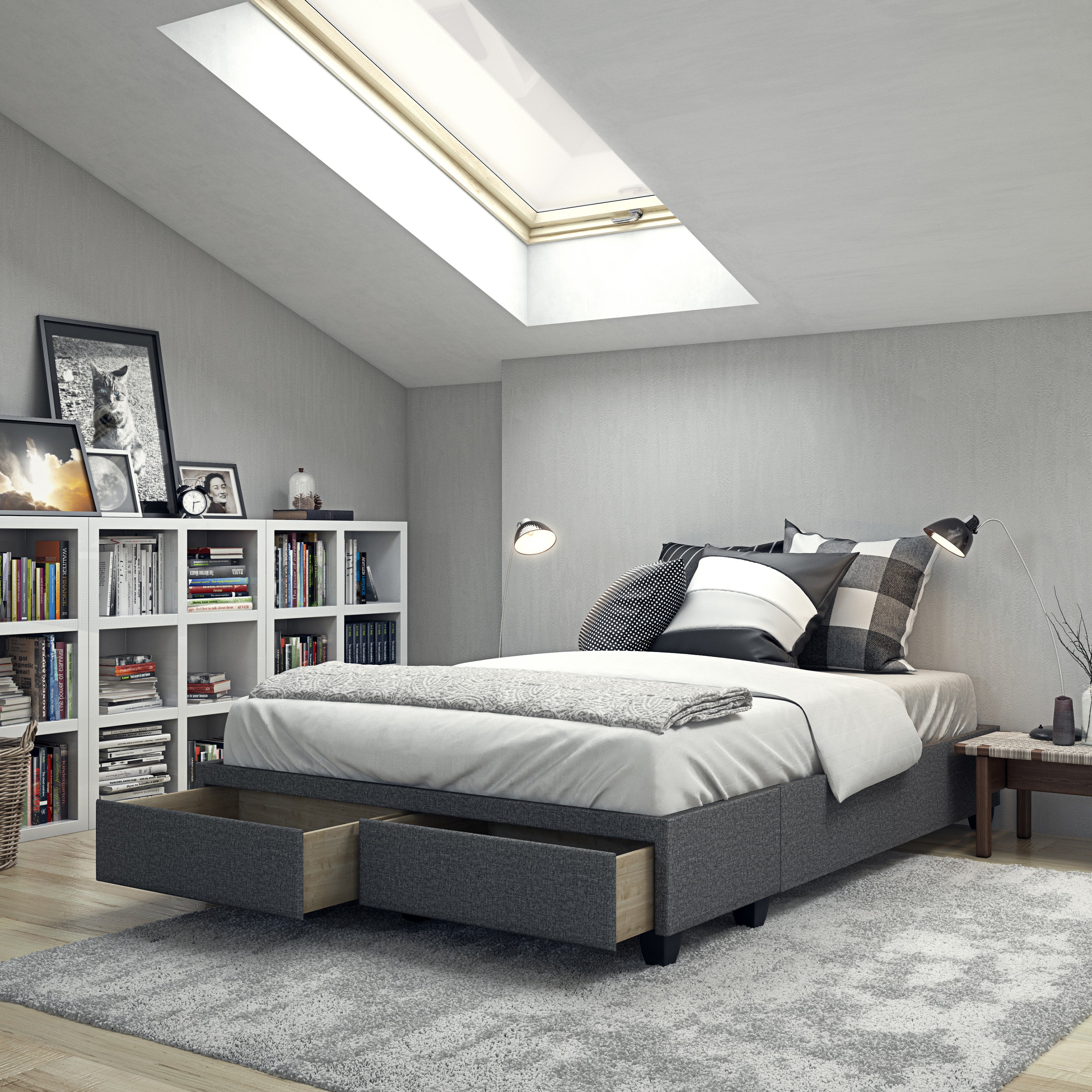 Modena Linen / Parma Faux Leather - Platform Storage Bed
