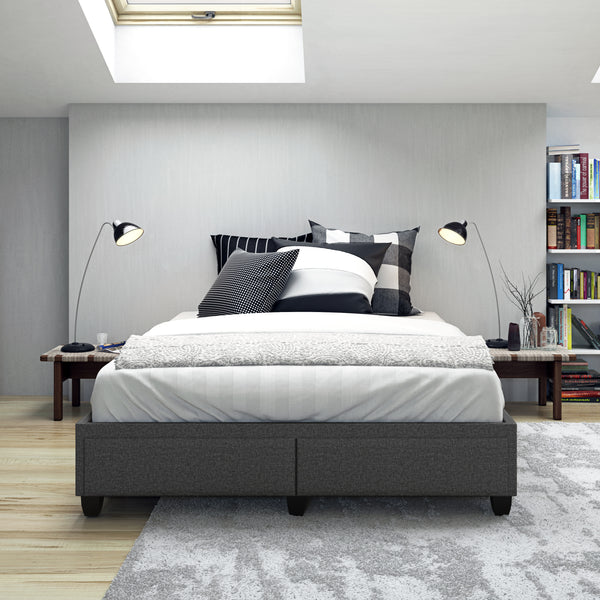 Modena Linen / Parma Faux Leather - Platform Storage Bed