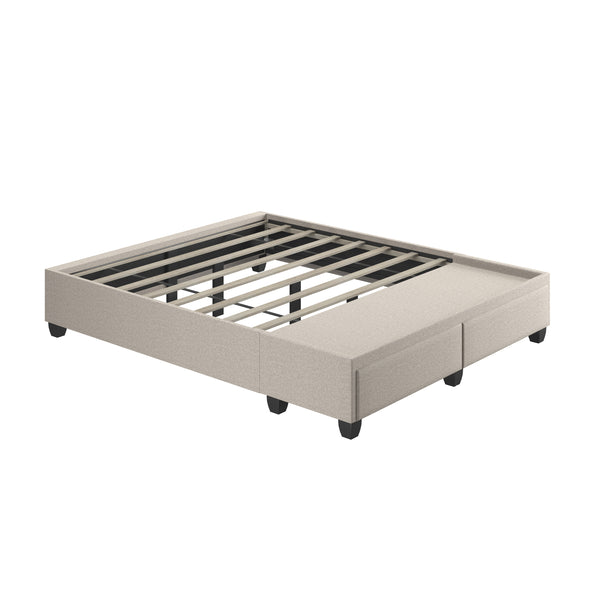 Modena Linen / Parma Faux Leather - Platform Storage Bed