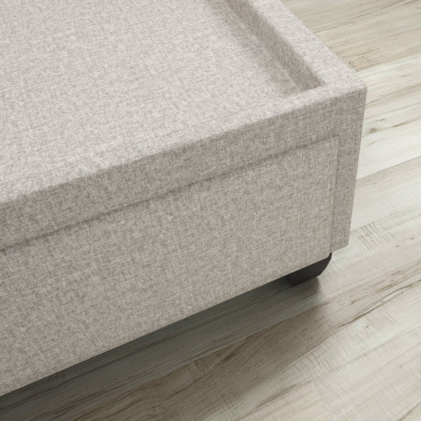 Modena Linen / Parma Faux Leather - Platform Storage Bed