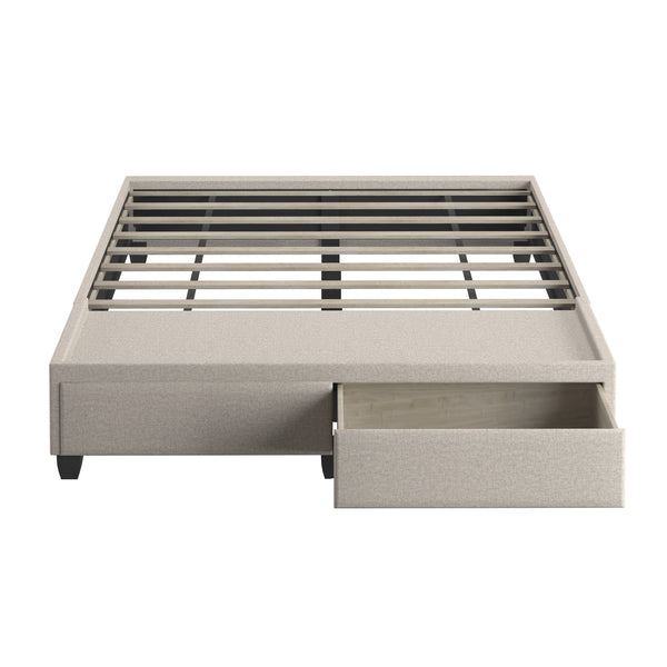 Modena Linen / Parma Faux Leather - Platform Storage Bed