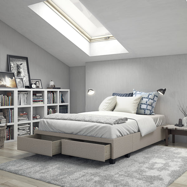 Modena Linen / Parma Faux Leather - Platform Storage Bed