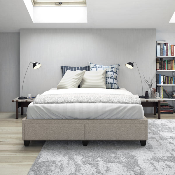 Modena Linen / Parma Faux Leather - Platform Storage Bed